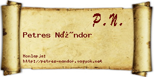 Petres Nándor névjegykártya